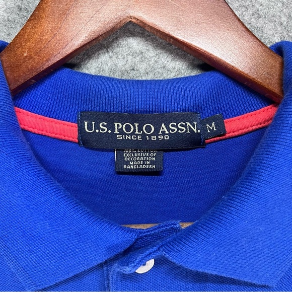 Two U.S. POLO ASSN. Embroidered Big Pony #3 Collard Shirt Men's Med Black& Blue - Picture 5 of 16